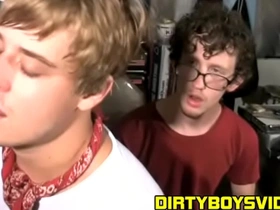 Hairy cock teenagers fucking bareback in the garage after bj