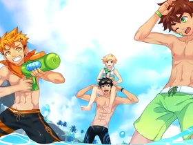 Twinks flirting and fighting on the beach - camp buddy - yoichi route - part 10