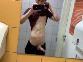 Hot boy jerkin off in toilet at gym (risky)/ almost caught ! /hunks /cute