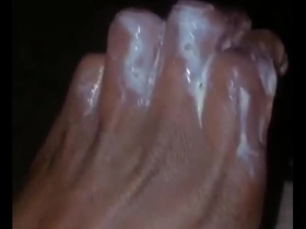 African teen jerking off in a neighbor's bathroom late in night after watching porn all day