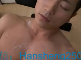Straight Asian hunks passionate gay scene ends up in a facial finish