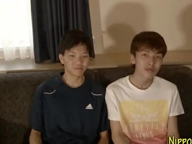 Japanese twink gets a facial in this gay porn video.