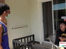 Muscular hunk gives Vietnamese twink rim job and anal sex at the resort