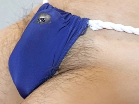 Solo boy pleasure in living room in tight underwear