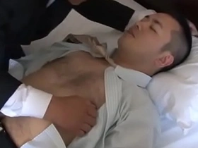 Gay and mature Japanese man in chupby action.