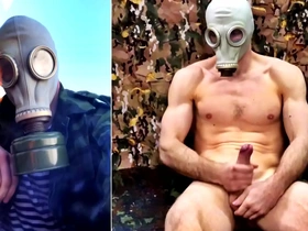 Hot russian soldier found a secret bunker where he jerks off and cums