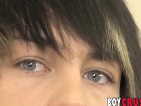 Adorable emo twink bailey stuart cums while jerking off solo